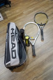 Lot Of 2 Tennis Racks, 1 Bag And Ball Packs