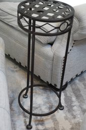 Small Metal Plant Stand With Checkers Top Design