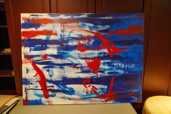 Blue And Red Oil Painting On Canvas