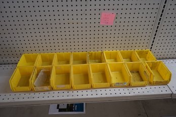 Lot Of 16 Yellow Plastic Shelf Bin Box (used)