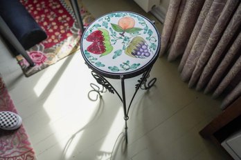 Tile Top Hand Painted Plant Stand