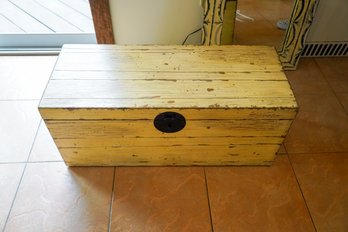 Antique Style Wood Trunk Painted Rustic Look