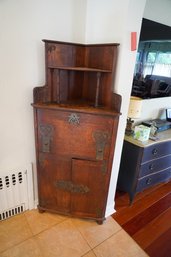 Antique Asian Style Wood Corner Cabinet