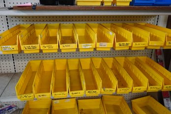 Lot Of 20 Yellow Plastic Shelf Bin Boxes (used)