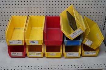 Lot Of 11 Mix Color Plastic Shelf Bin Boxes (used)