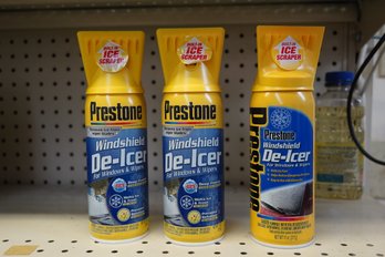 Lot Of 3 Brand New Bottles Of Prestone Windshield De-icer For Windows And Wipes