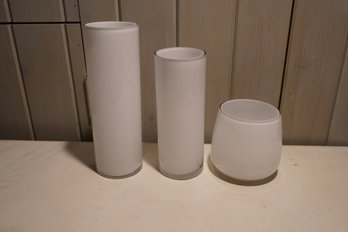 Matching 3 White Glass Vases