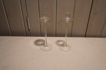 Matching Glass Candle Sticks