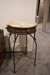 Beautiful French Style Marble Top Side Table With Metal Frame