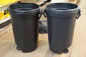 Lot Of 2 Brand New Rubbermaid Black Plastic Cans (no Lids)