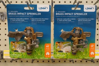 Lot Of 2 Brand New 1/2' Adjustable Brass Impact Sprinkler