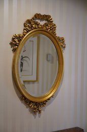 Elegant French Provincial Gold Gilded Oval Mirror