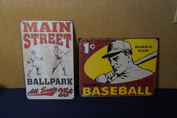 Lot Of 2 Antique Reproduction Baseball Signs