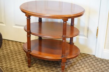 Solid Wood 3 Tier Oval Wood End Table (read Info)