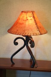 Southwest Style Grey/black Table Lamp With Natural Hide Wrapped Shade