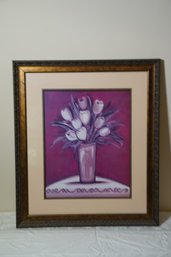 Oversize Framed Print Of Floral Still Life In Purple Hues