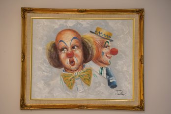 Signed Original Painting Of Two Clowns