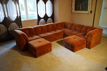 Vintage 1970s Rowe Sectional Sofa With Matching Ottomans