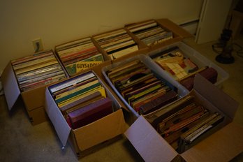 Boxes Of Albums And Music Collections Including 'Guys & Dolls'