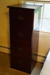 Four Drawer Vertical Cherry Wood File Tower