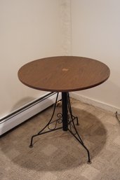 Round Wood Top Table With Metal Base