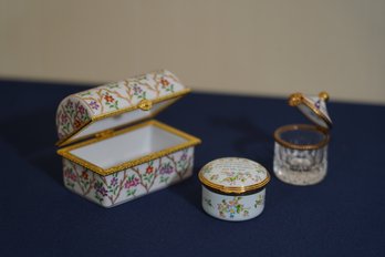 Lot Of 3 Small Trinket Boxes Includes One Limoges France