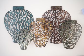 Decorative Metal Multiple Vase Wall Hanging