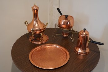 Lot Of Assorted Copper Metal Pieces Includes Coffee Server