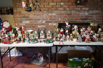 Large Lot Of Christmas Decor And Figurines, Incl. Santas, Snow Globes, And More