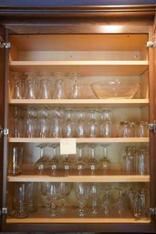 Four Shelves Of Glassware And Glass Bowl, Includes Wine Glasses And Mugs K1