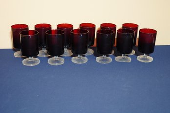 Vintage 1970s Luminarc Ruby Red Cordial Glasses