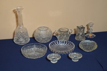 Bundle Lot Of Assorted Clear Glass Items