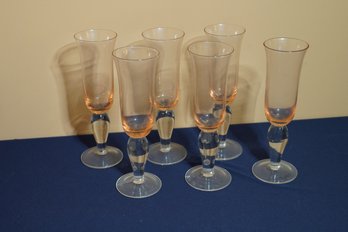 Vintage Orange Color Glass Champagne Flutes