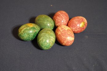 Lot Of Green And Orange Stone Eggs