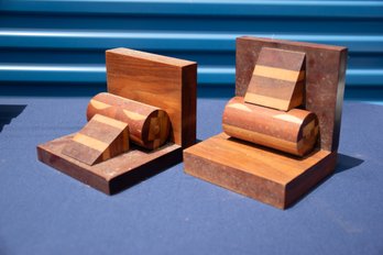 Beautiful Vintage Mid Century Wood Bookends