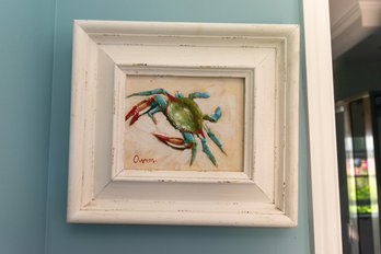 Oil On Canvas Painting Of A Crab Signed By Owen