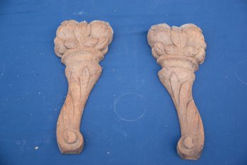 Lot Of 2 Carved Wood Wall Sconces Decorations