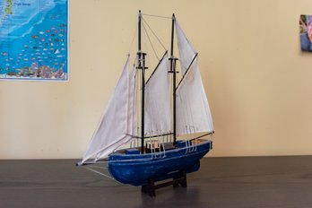 Wooden Sail Boat Model On Stand