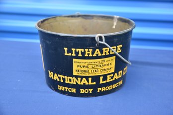 Vintage LITHARGE NATIONAL LEAD CO Dutch Boy Product Metal Bucket