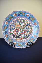 Wall Hanging Made In Turkey 16in Round Detailed Painted Signed Plater Dish