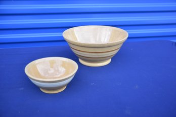 Lot Of 2 Ceramic Bowls With Stripes Design