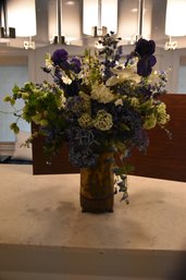 Faux Flower Center Piece With Vase, Brillart Colors