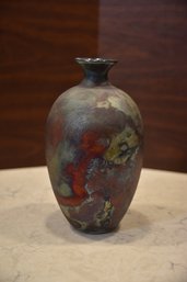Beautiful Ceramic Rake Bottle Style Signed Vase