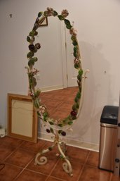 Tall Standing Metal Flower Design Mirror