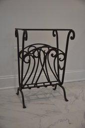 Antique Metal Glass-top Magazine Holder Side Table (read Info)