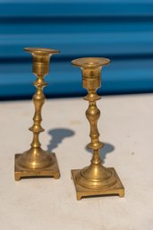 Pair Of Brass Metal Candel Sticks
