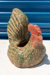 Vintage Ceramic Rooster Basket With '015' Bottom Number
