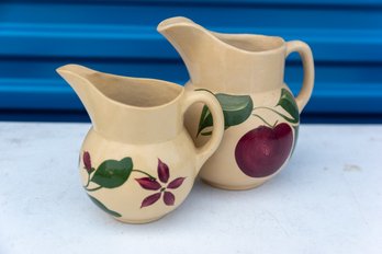 Antique 1930's Ceramic Pitchers With Flower Design