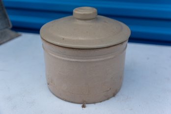Antique Ceramic Stoneware Jar With Lid