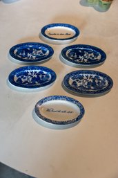 Lot Of 6 Blue And White Made In Japan Butter Dishes